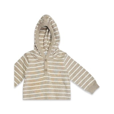 Stripe Hooded Baby Knit Pullover (Organic Cotton)