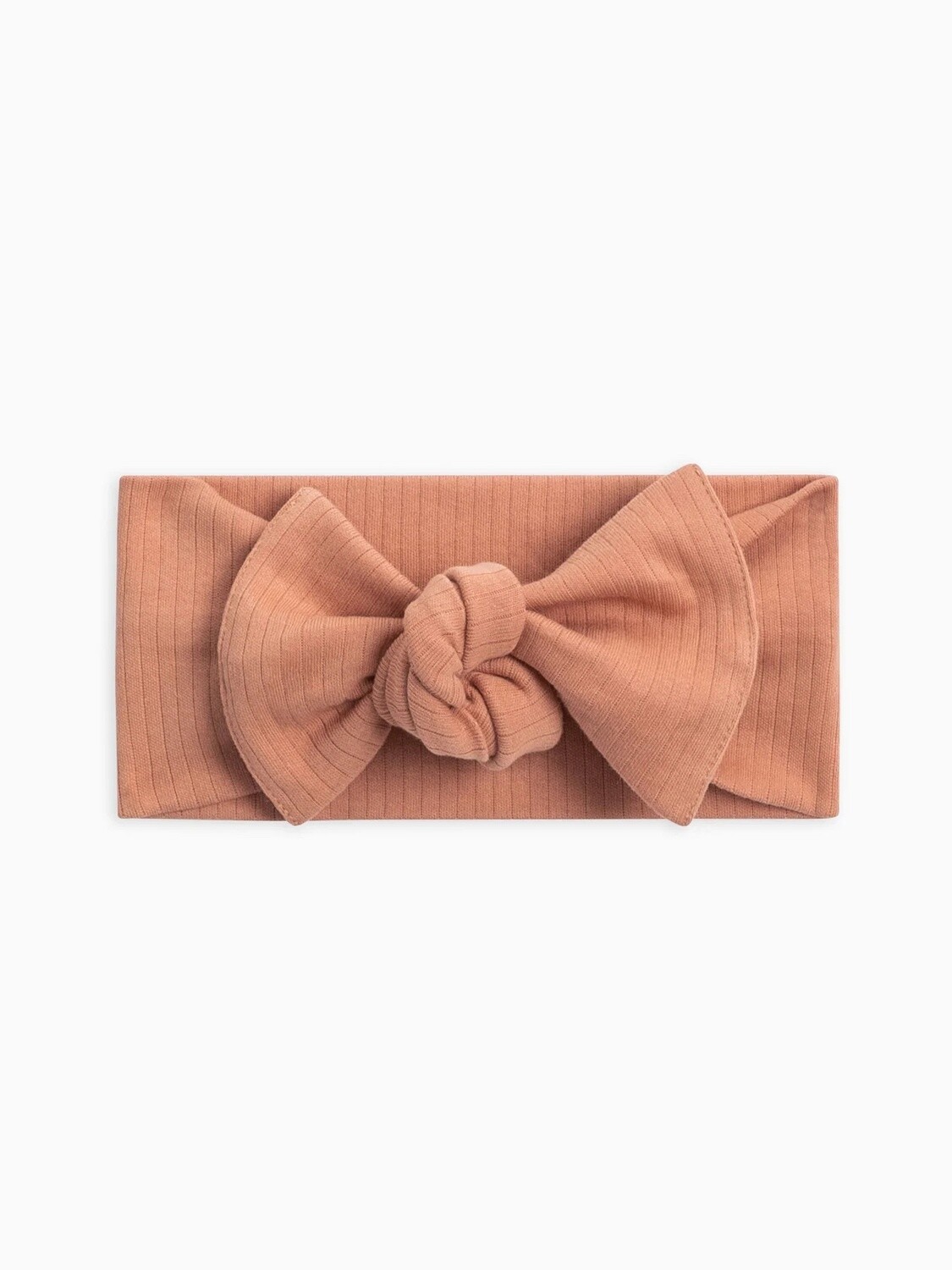 Organic Cotton Baby Ribbed Bow Wrap Headband | Salmon