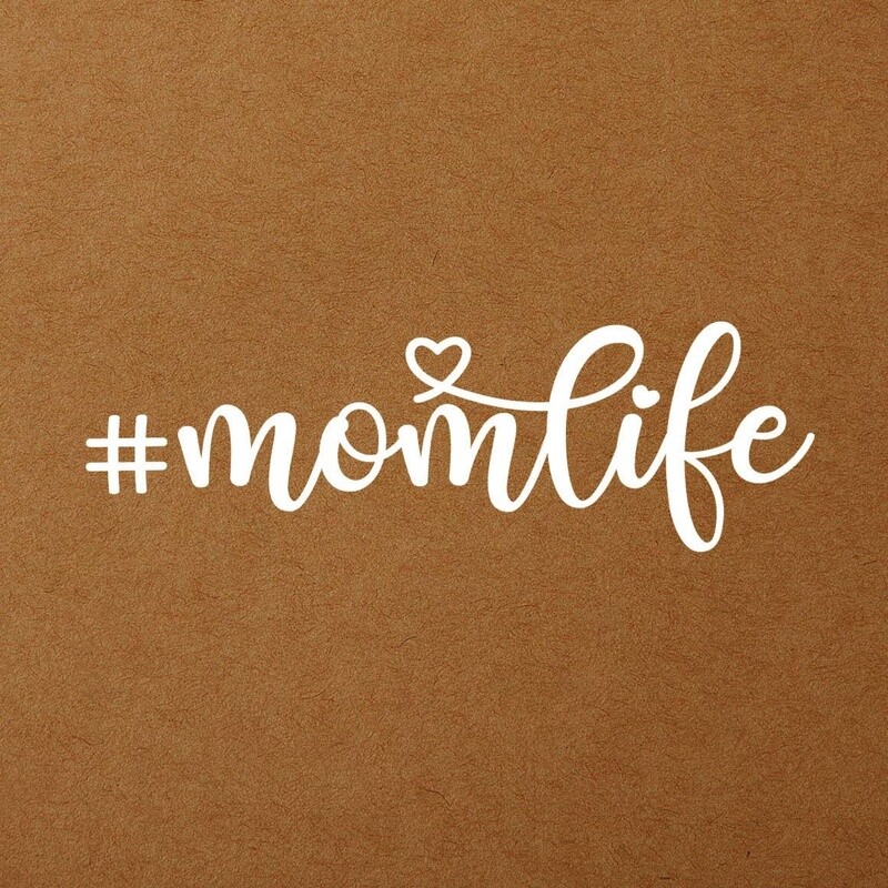 #momlife with Heart Vinyl Sticker Decal (White)