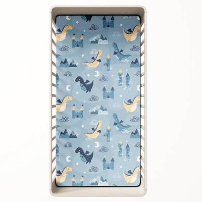 100% Organic Cotton Percale Crib Sheet | Dragons