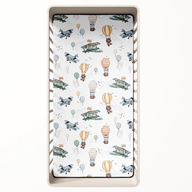 100% Organic Cotton Percale Crib Sheet | Up Up &amp; Away