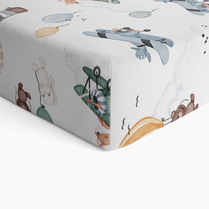 100% Organic Cotton Percale Crib Sheet | Up Up &amp; Away
