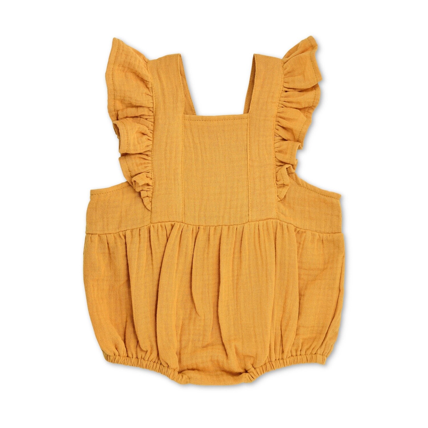 Muslin Flutter Sleeve Romper | Mustard