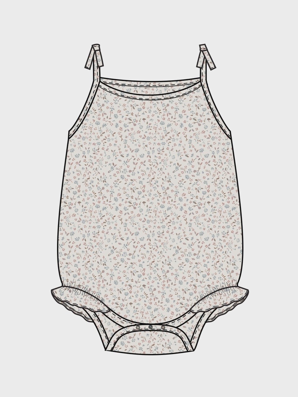 Ada Muslin Ruffle Tank Romper | Wyn Floral + Mist