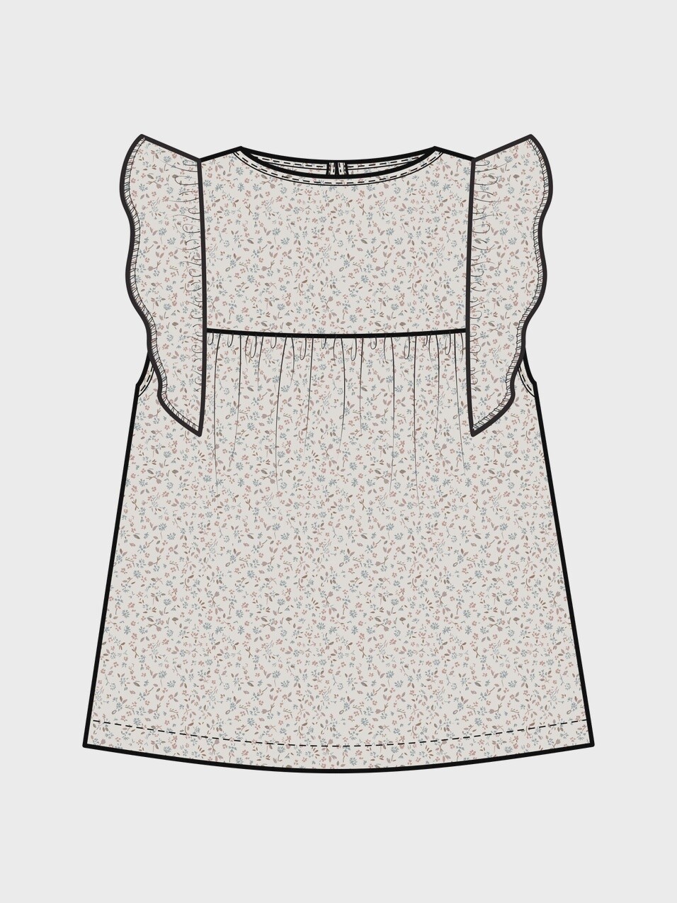 Yara Muslin Ruffle Tank | Wyn Floral + Mist