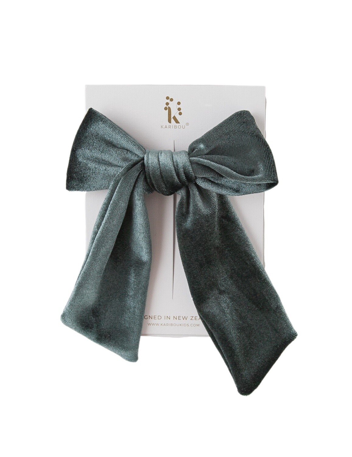 Alice Oversized Velour Bow Clip | Dusty Pine