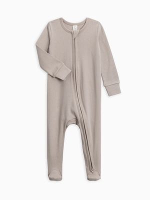Ribbed Zipper Sleeper | Dove