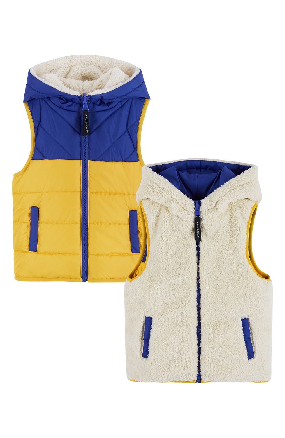 Boys Colorblocked Reversible Vest | Blue &amp; Yellow