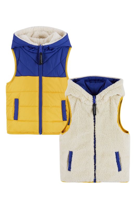 Boys Colorblocked Reversible Vest | Blue &amp; Yellow