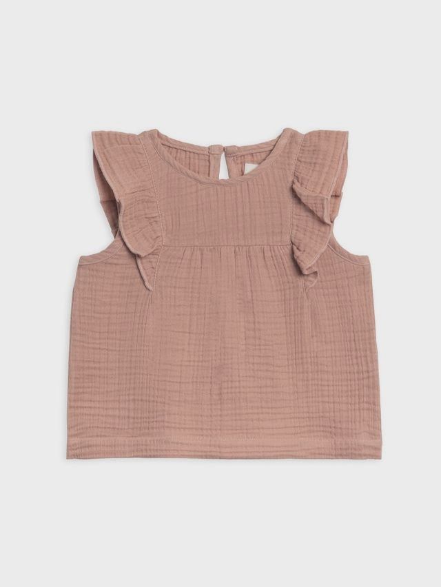 Yara Muslin Ruffle Tank | Dusty Mauve