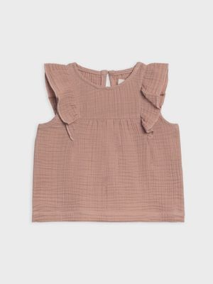 Yara Muslin Ruffle Tank | Dusty Mauve