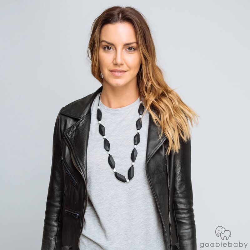 Naomi Teething Necklace - Black/Marble