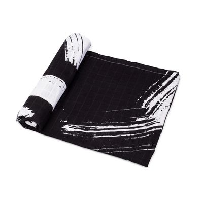 Organic Cotton Muslin Swaddle Blanket | Brush Stroke