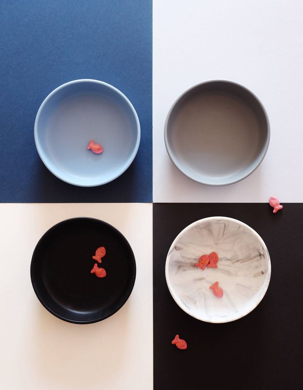 Silicone Suction Bowl Set of 2 - Light Blue &amp; Marble - Goobie Baby