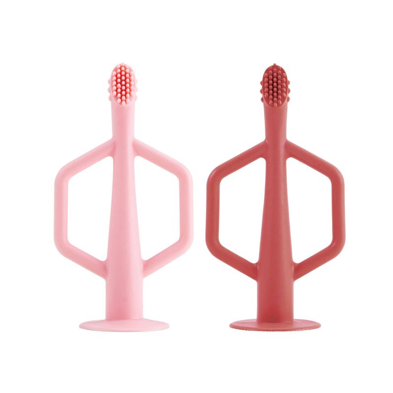 Silicone Training Toothbrush Set of 2 | Rose, Burgundy