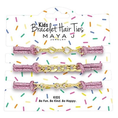 Pink Sparkle Elastic Kids Bracelet Hair Ties