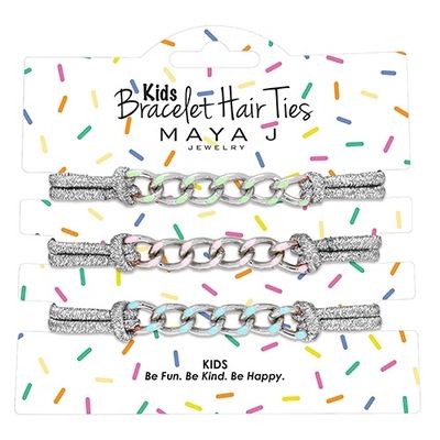 Silver Sparkle Elastic Kids Bracelet Hair Ties