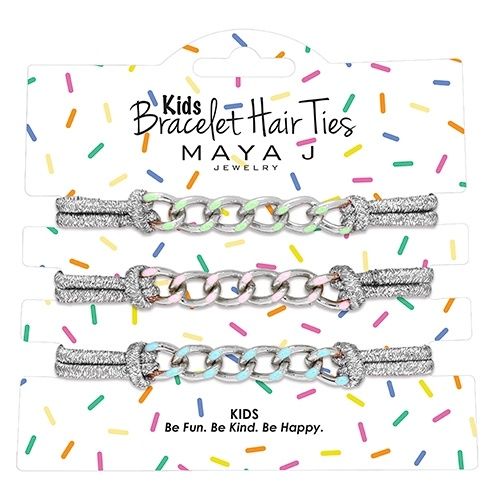 Silver Sparkle Elastic Kids Bracelet Hair Ties