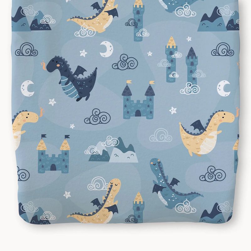 100% Organic Cotton Percale Changing Pad Cover - Dragons