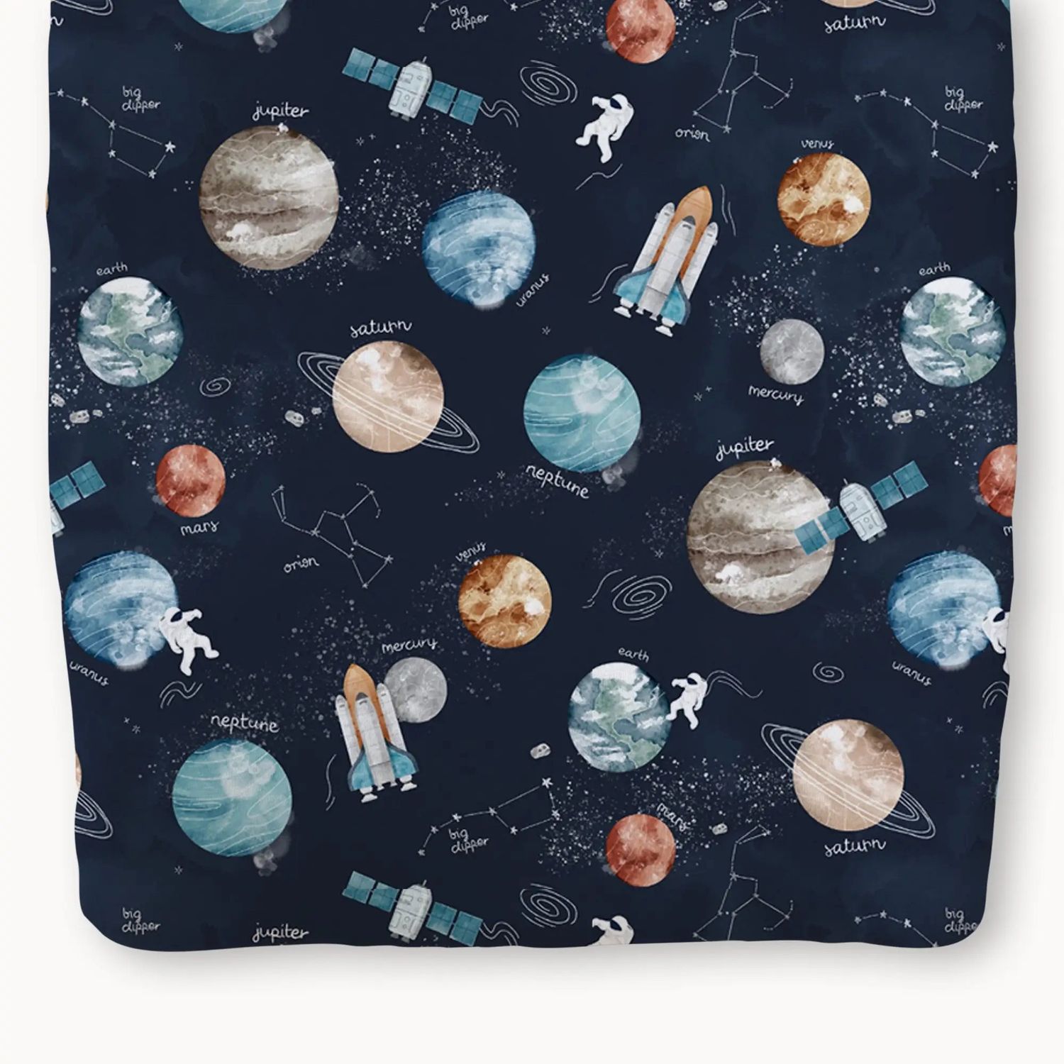 100% Organic Cotton Percale Changing Pad Cover - Out of Space