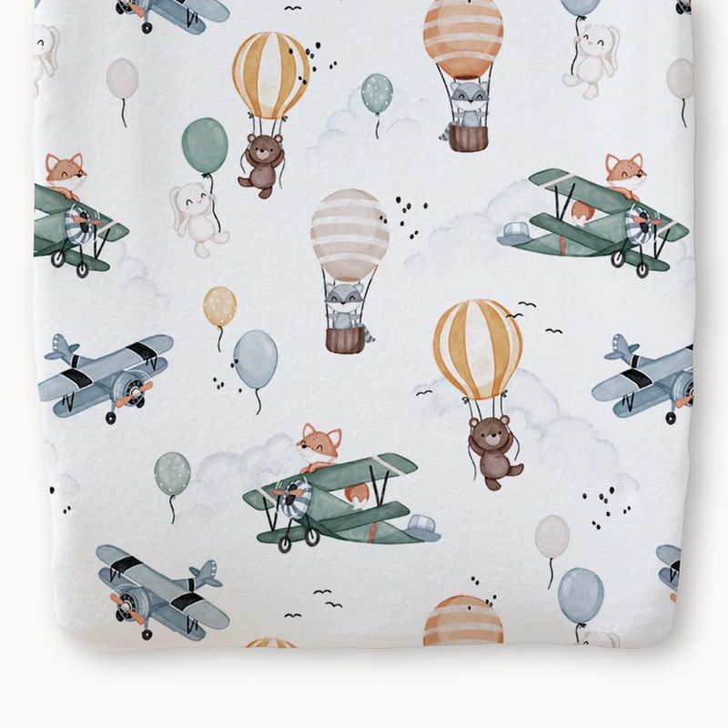 100% Organic Cotton Percale Changing Pad Cover - Up Up &amp; Away