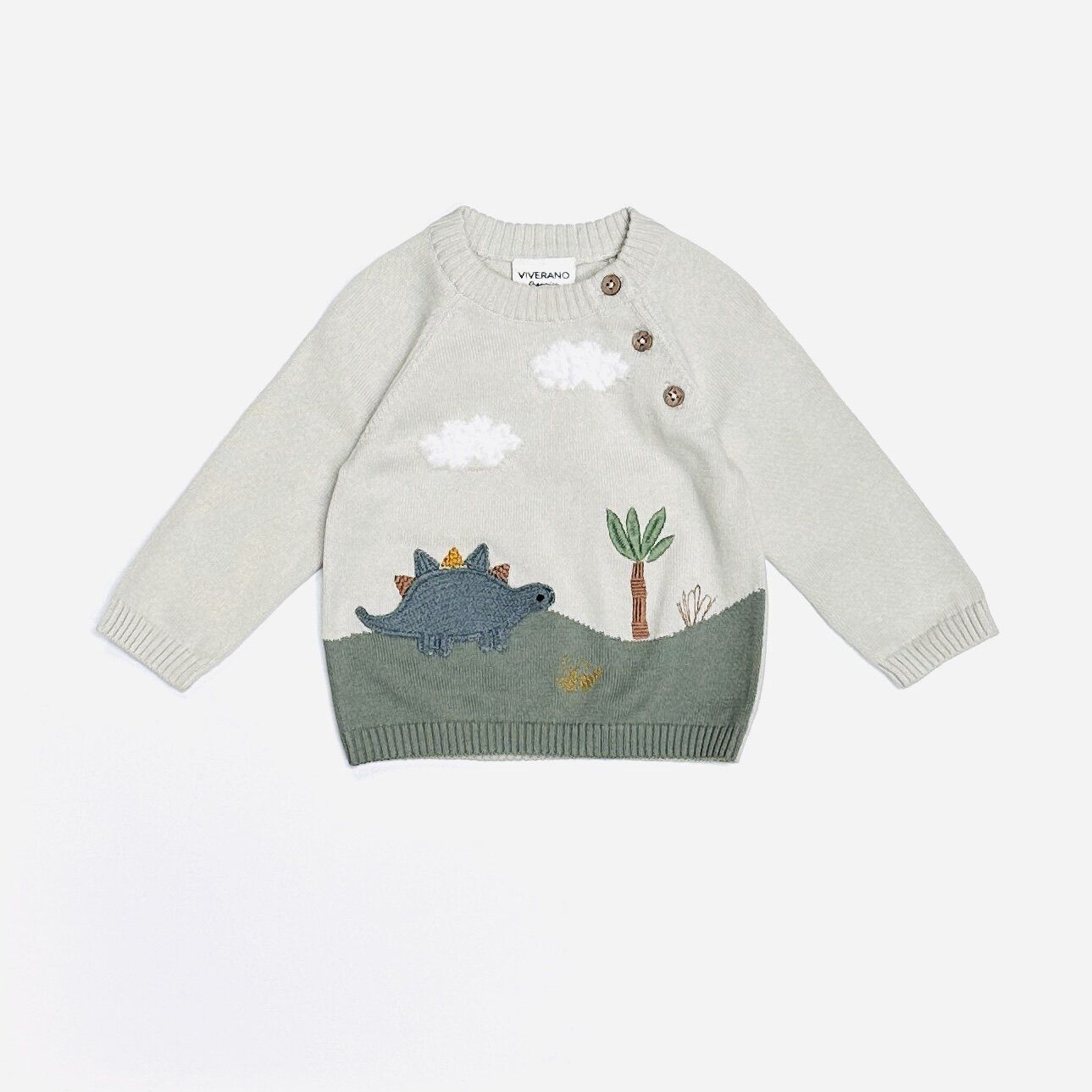 Dino Applique Button Pullover Sweater (organic)