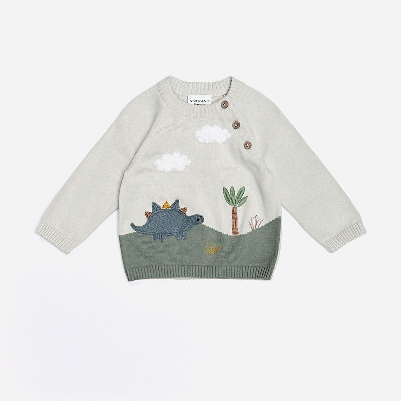 Dino Applique Button Pullover Sweater (organic)