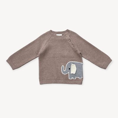 Elephant Embroidered Knit Pullover