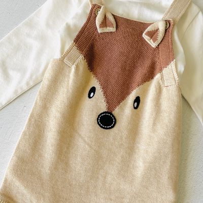 Fox Embroidered Baby Romper+Bodysuit Set (Organic Cotton)