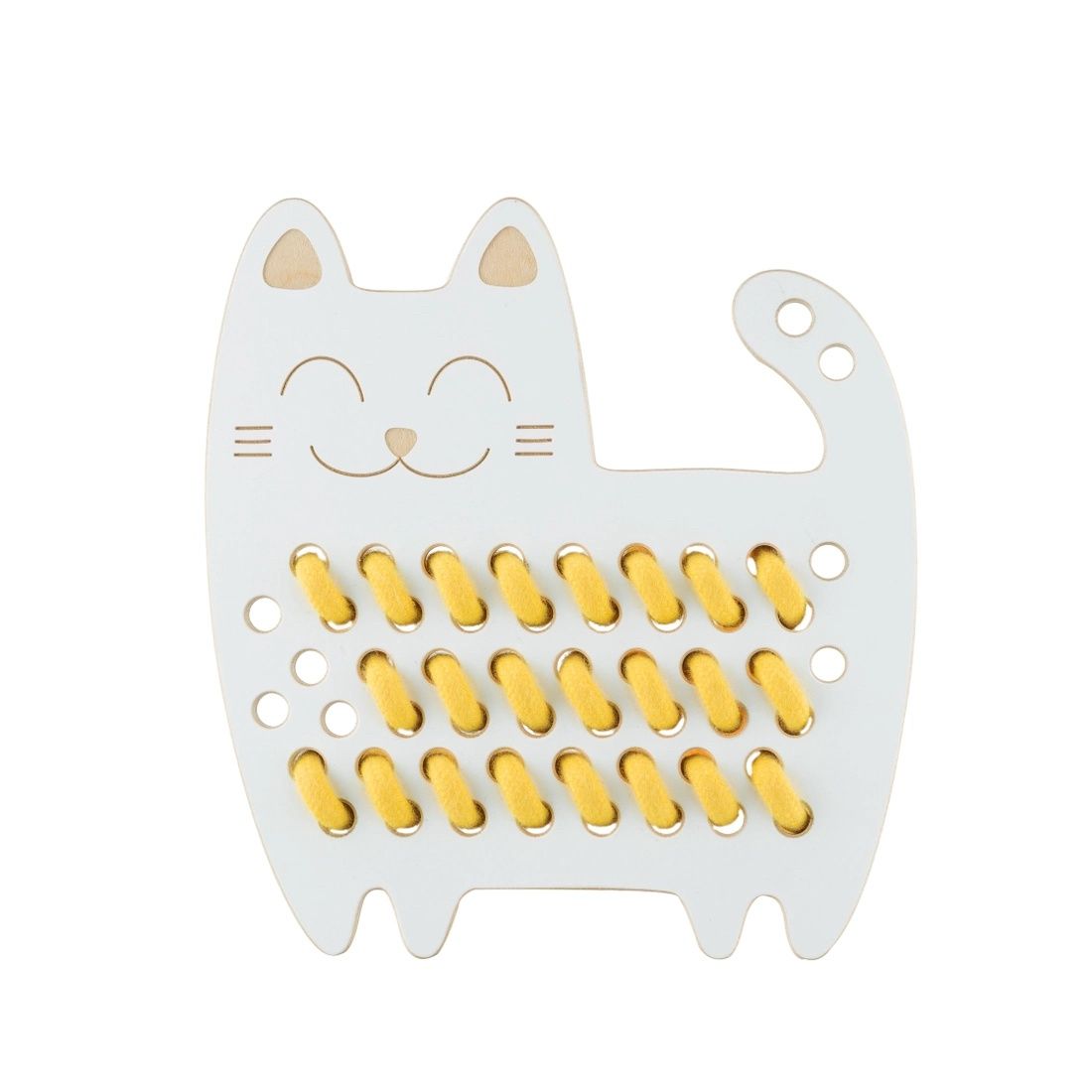 Sophia the Cat, wooden lacing toy, montessori