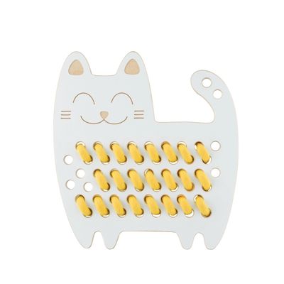 Sophia the Cat, wooden lacing toy, montessori