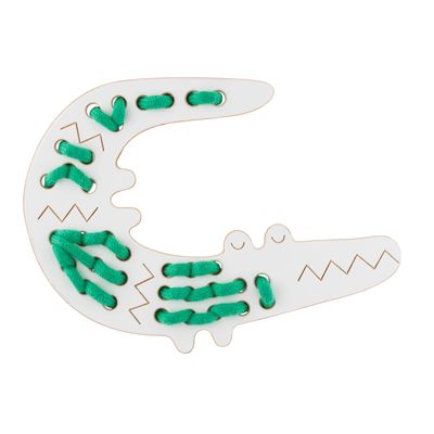 George the Crocodile, wooden lacing toy, montessori