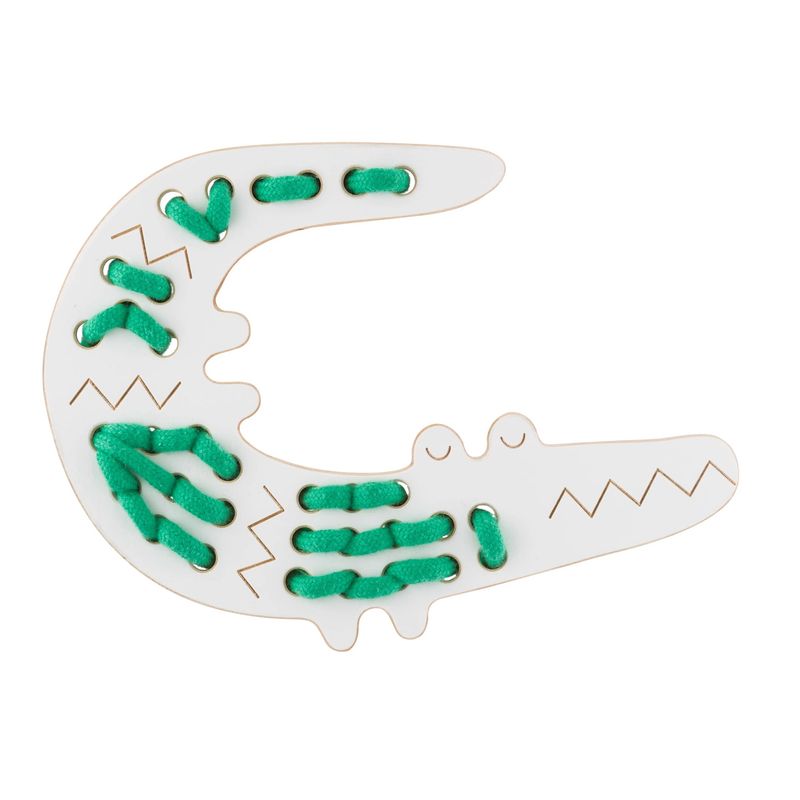George the Crocodile, wooden lacing toy, montessori