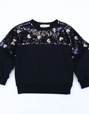Black Sequin Heart Mix Sweatshirt