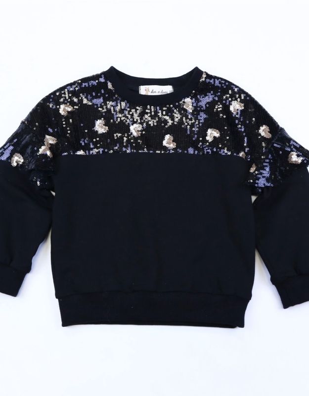 Black Sequin Heart Mix Sweatshirt