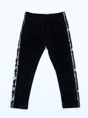 Black Sequin Heart Trim Leggings