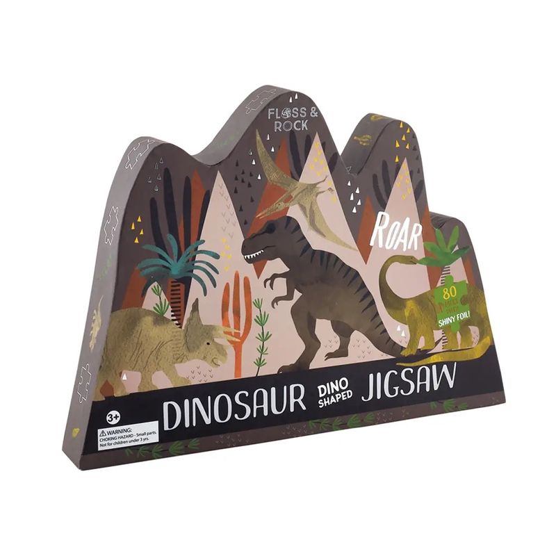 Dino 80pc &quot;Dino&quot; Shaped Jigsaw with Shaped Box