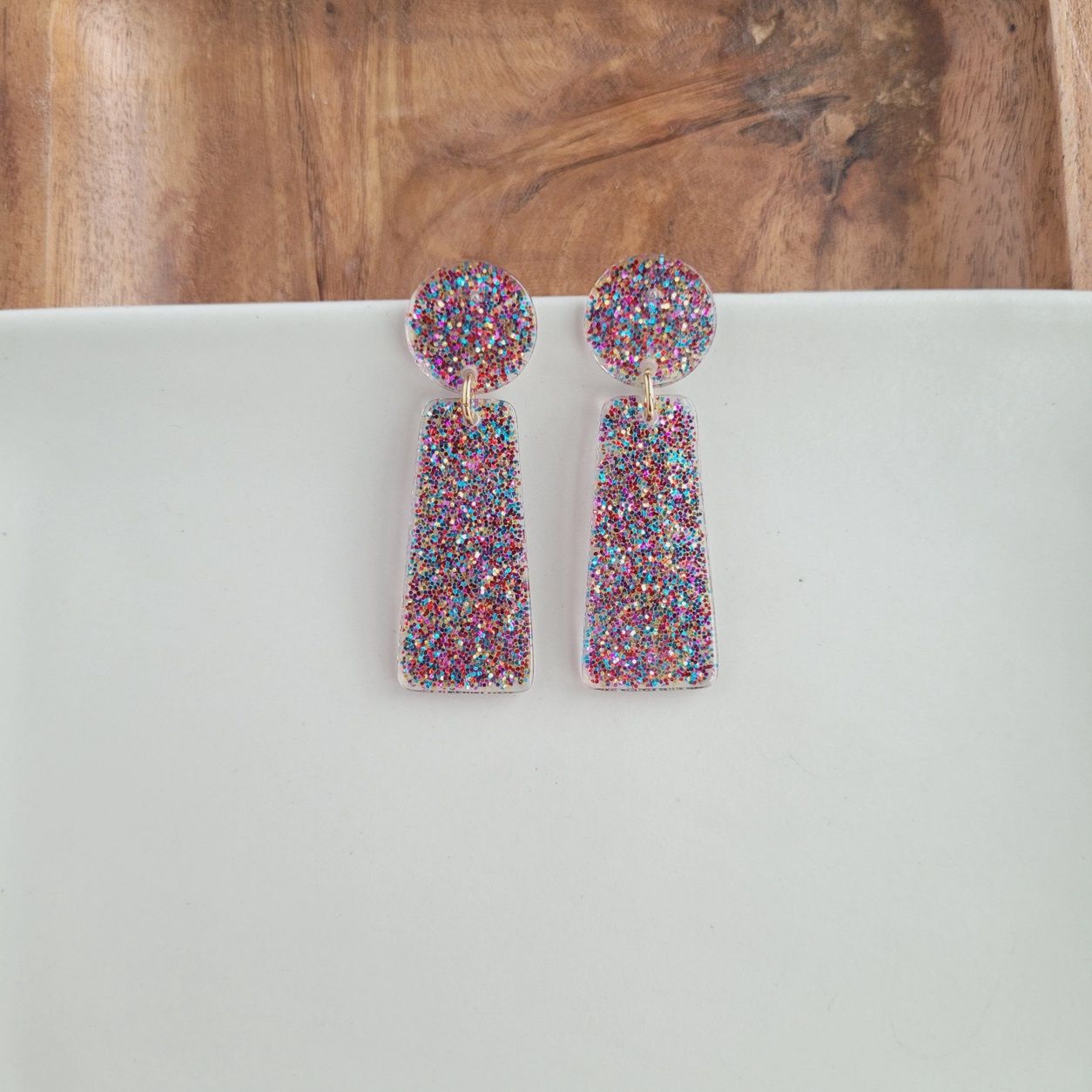 Mia Earrings | Rainbow Glitter