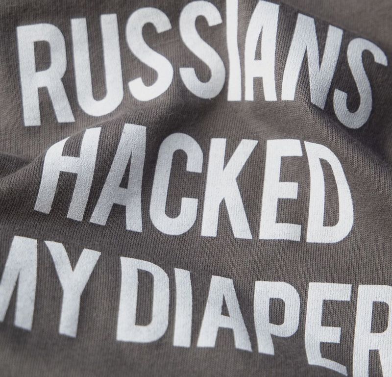 Russians Hacked My Diaper • Baby Bodysuit • Charcoal