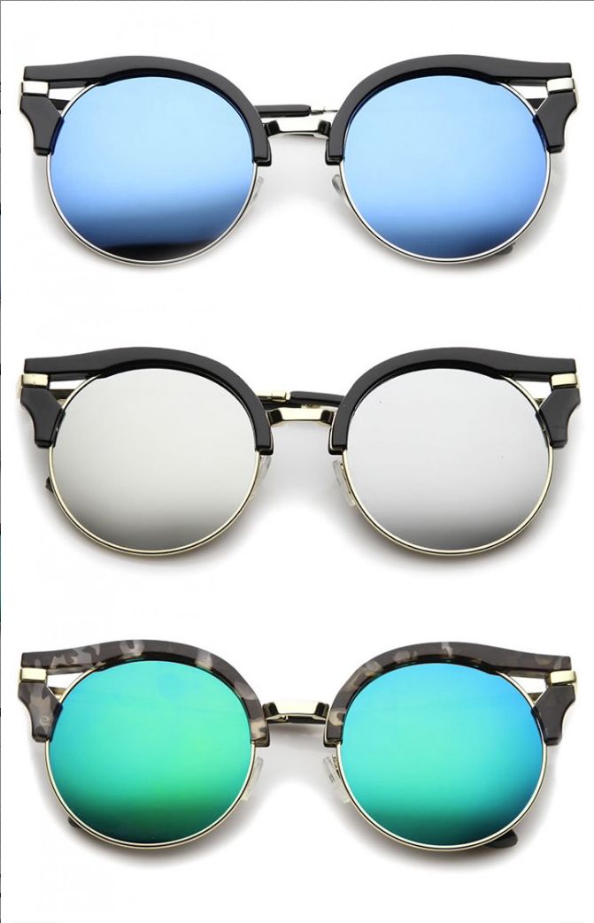 Mirror Flat Cat Eye Sunglasses