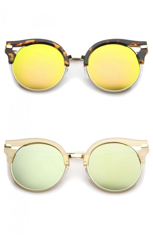 Mirror Flat Cat Eye Sunglasses