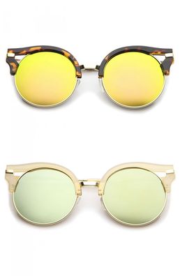 Mirror Flat Cat Eye Sunglasses