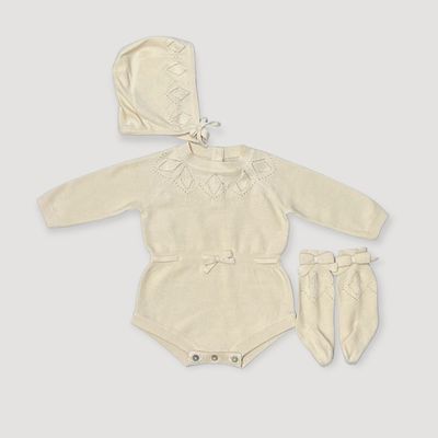Milan Pointelle Knit Bodysuit 3pc | Cream