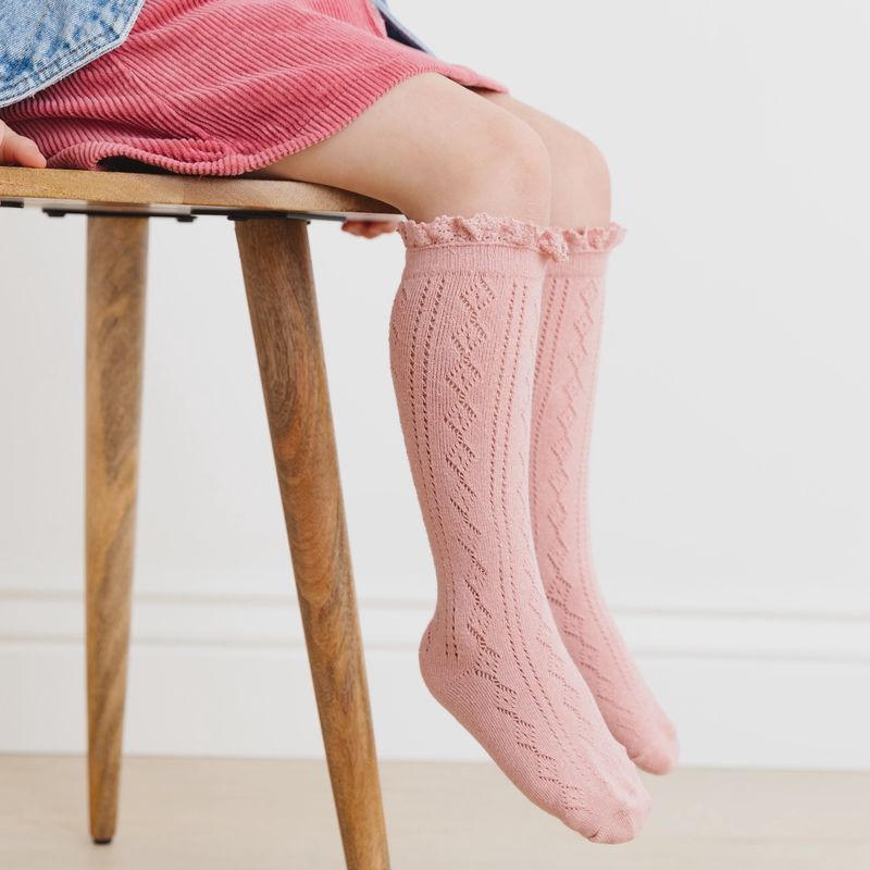 Blush Fancy Lace Knee High Sock
