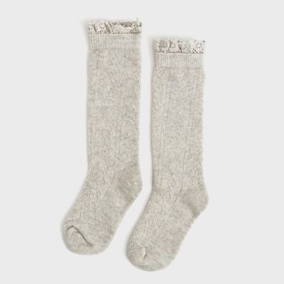 Heathered Fancy Lace Knee High Sock
