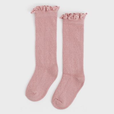 Blush Fancy Lace Knee High Sock
