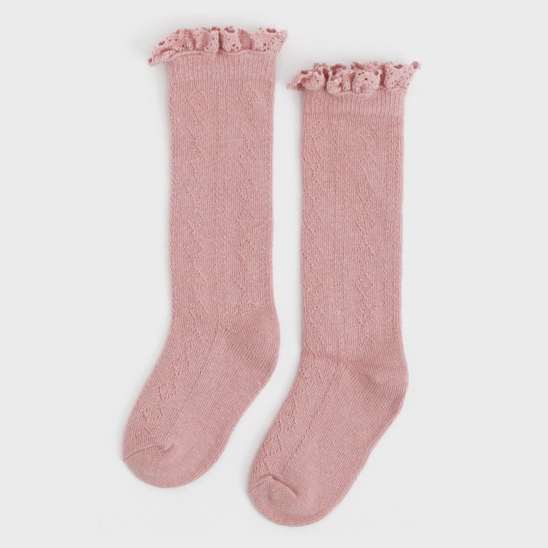 Blush Fancy Lace Knee High Sock