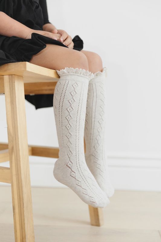 Heathered Fancy Lace Knee High Sock