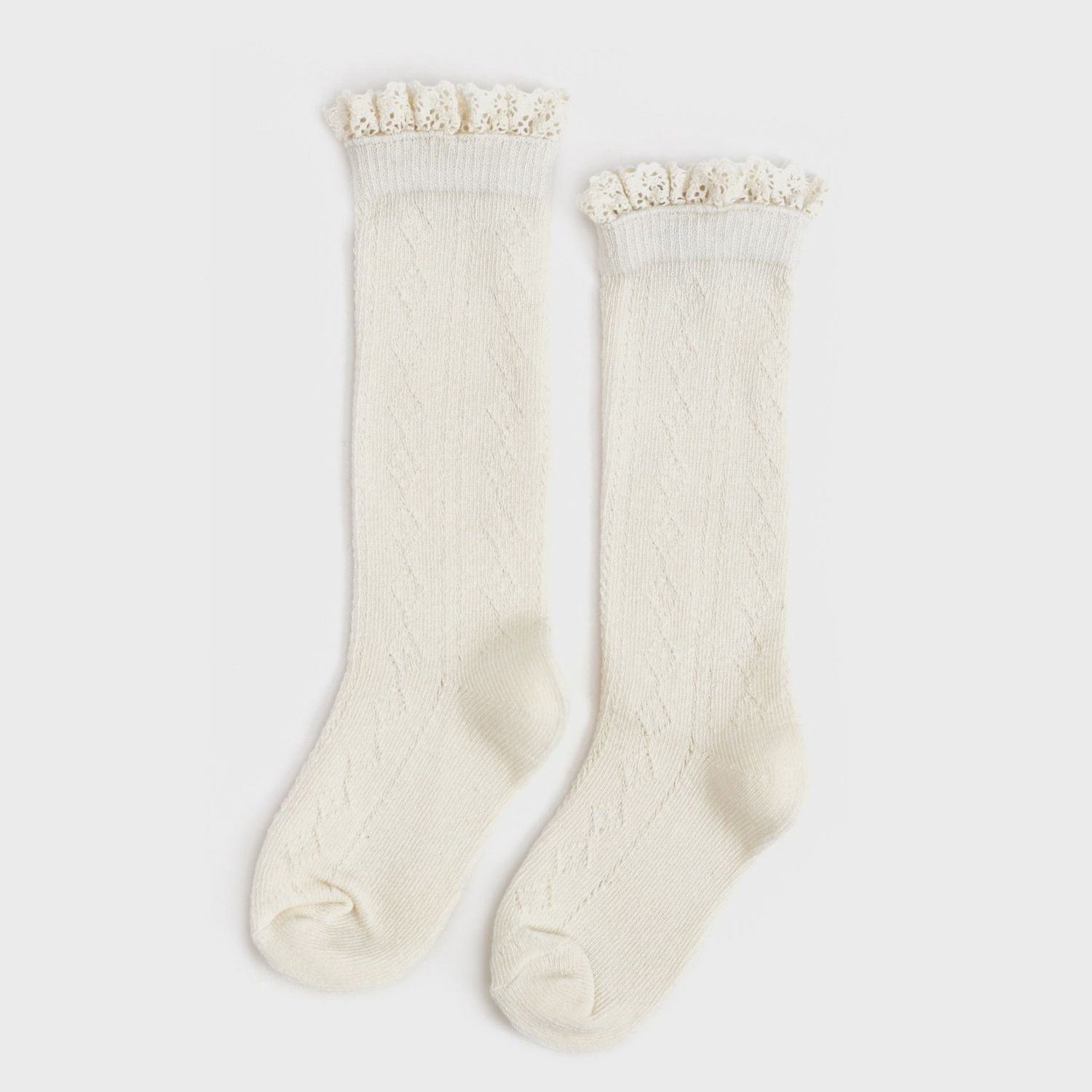 Ivory Fancy Lace Knee High Socks