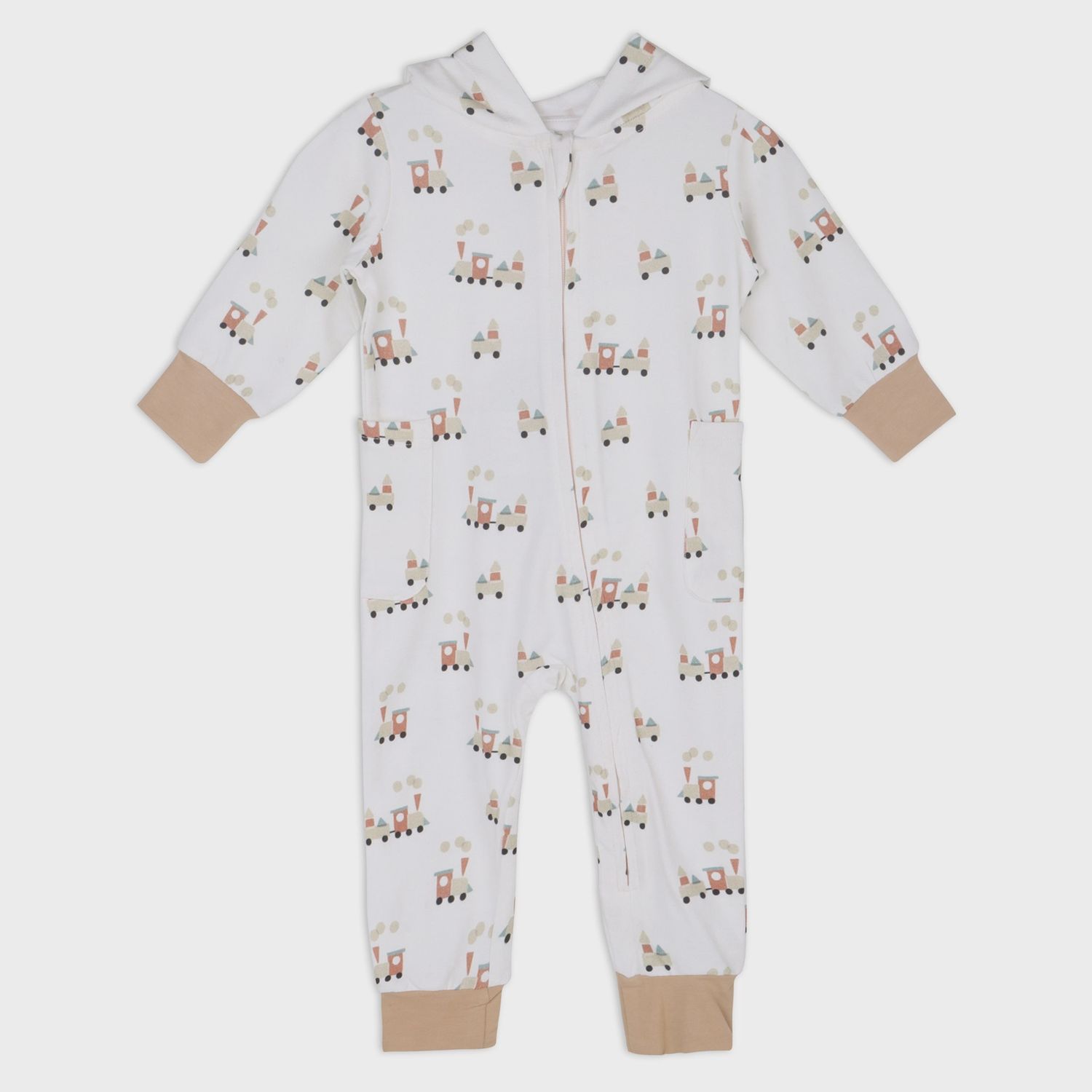 Train Hooded Zipper Jumpsuit